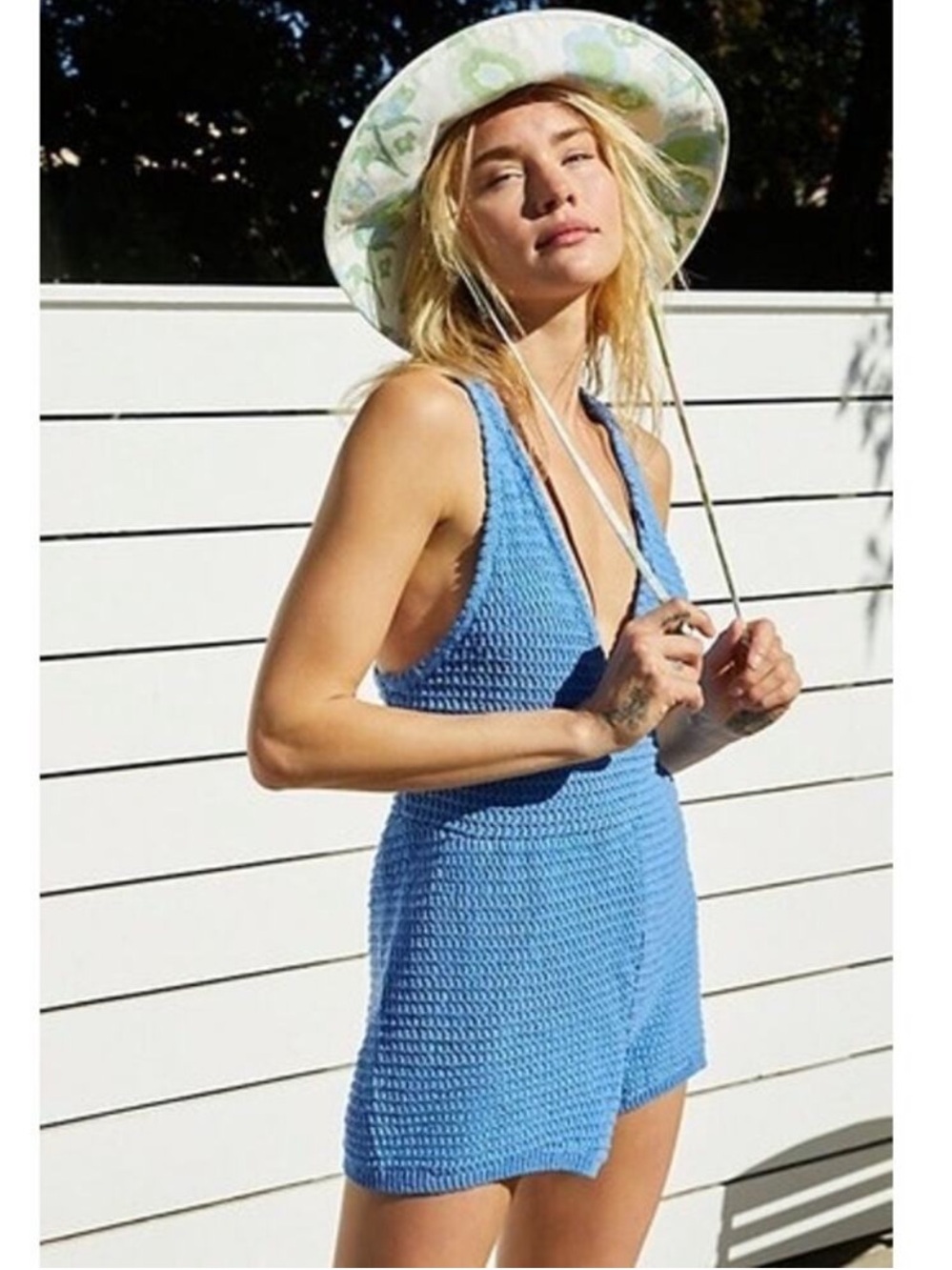 Free People Beach Boho Clear Skies Crochet Romper Cover Up size XS